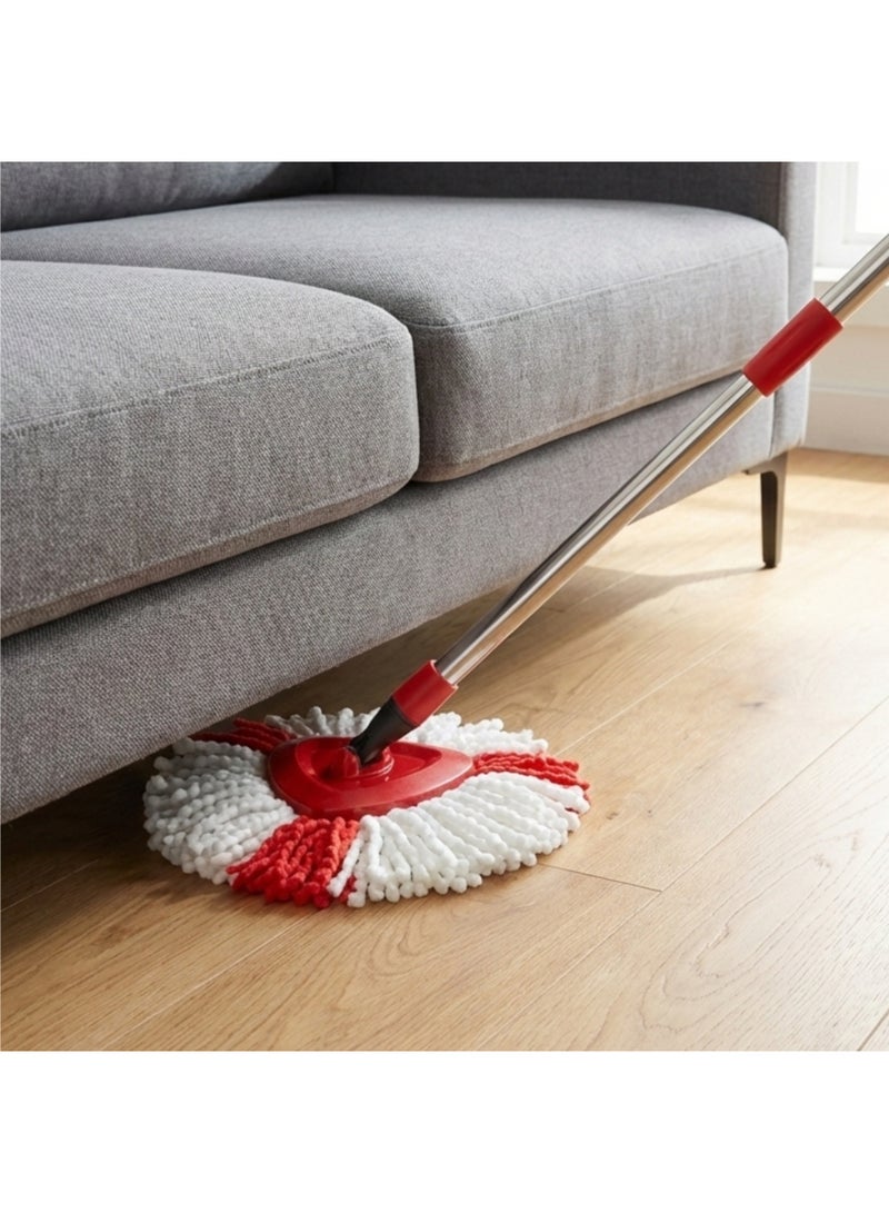 Visio Heavy Duty Spin Mop & Bucket System with Stainless Steel Wringer | Hands-Free Foot Pedal, 360° Triangular Microfiber Head & Adjustable Handle - Black/Red, Model VC-71 - Image 2